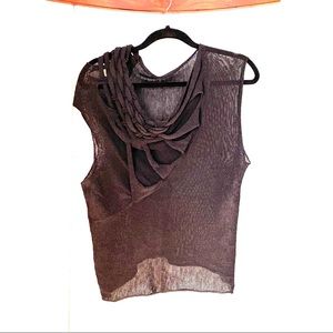 Crea Concepts asymmetrical sheer black blouse S